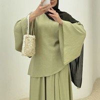 Ensemble Abaya 2 Pièces Élégant pour Femmes Musulmanes : Tenue Décontractée Islamique pour l'Aïd, Haut et Jupe Modestes d'Été pour le Quotidien, Style Turc 2026
