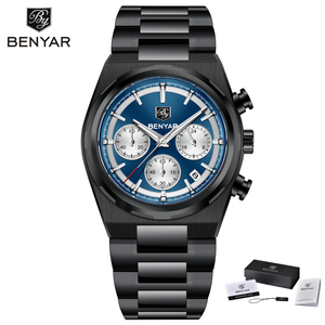 Reloj de Pulsera de Cuarzo Benyar BY-5204 con Correa de Acero Inoxidable, Moderno, Resistente al Agua, de Lujo para Hombre + Caja de Regalo - Product Image 4