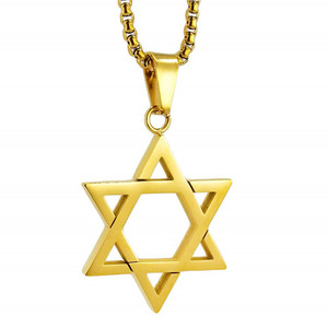 Collana gioiello in oro 18K con stella di David per donne collana impermeabile in acciaio inossidabile Hexagram ciondolo - Product Image 5