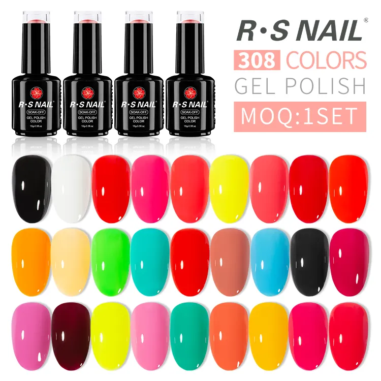RS Nails 2022 New 308 Colors Three Step Gel Healthy Color Gel Nail Polish 15 ml UV Gel Free Samples