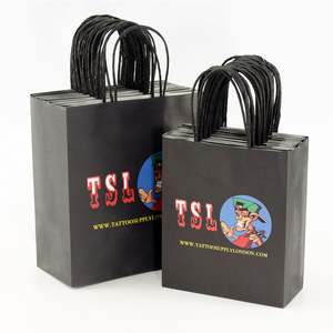 Sac en papier kraft en gros KM, sac en papier cadeau noir avec logo pour vêtements, sac d'emballage personnalisé - Product Image 3