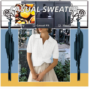 <span class=keywords><strong>Maglione</strong></span> Casual da <span class=keywords><strong>Donna</strong></span> a Collo Alto, Manica Corta, Logo Frontale, Asciugatura Rapida, Tinta Unita, Lavorazione a Maglia Piatta, Colletto Rovesciato, <span class=keywords><strong>Maglione</strong></span> alla Moda - Product Image 4