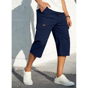 Pantalones Cortos Cargo Casuales de Algodón para Hombre FOXA, con Cordón Ajustable, por Debajo de la Rodilla, 13 Pulgadas, con 6 Bolsillos, Transpirables y Elásticos - Product Image 3