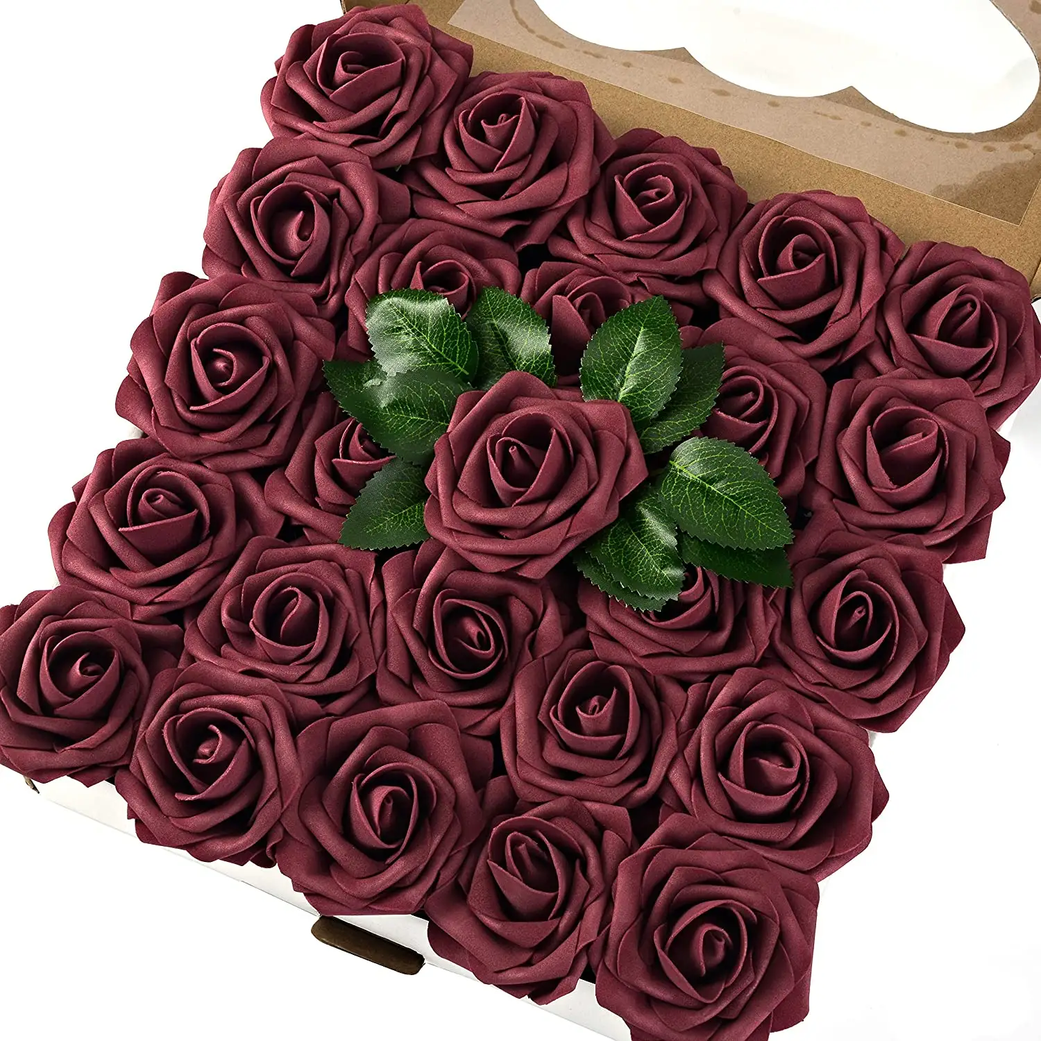 Buket pengantin penjualan terbaik pemegang bunga ikat bunga burgundy buatan busa buket mawar untuk dekorasi dinding