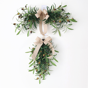 Guirlande <span class=keywords><strong>de</strong></span> brindilles d'olivier vertes en soie artificielle, design moderne et écologique, pour <span class=keywords><strong>porte</strong></span>, mur, printemps, été, Pâques, Noël, fêtes - Product Image 2