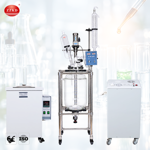 Reactor de vidrio encamisado con doble pared y agitación para uso en laboratorio, 1L/ 5L/ 10L/ 30L/ 50L/ 100 litros - Product Image 1