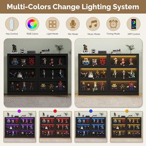 Lemari pajangan 3 tingkat dengan pintu kaca akrilik dan lampu LED, modern untuk koleksi dan penyimpanan mainan - Product Image 6