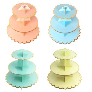 Espositore per cupcake con doratura in carta a tre strati, festa di compleanno, decorazione per torta, cremagliera per dessert da sposa - Product Image 1