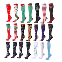 Faible MOQ, en stock, 200 modèles de chaussettes de compression, emballage personnalisé OEM, marque privée, chaussettes hautes personnalisées pour grossistes
