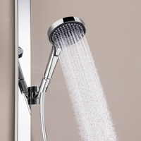 Ensemble de robinetterie de douche thermostatique au design moderne, chaud/froid, double poignée, en laiton chromé anodisé, avec barre coulissante et jets pluie et doux