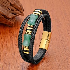Pulsera <span class=keywords><strong>de</strong></span> Cuero Trenzado Multicapa para Hombre con Cierre Magnético <span class=keywords><strong>de</strong></span> Acero Inoxidable y Cuentas <span class=keywords><strong>de</strong></span> Piedra Ojo <span class=keywords><strong>de</strong></span> Tigre Natural - Product Image 4