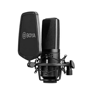 BOYA Mikrofon Kondensor BY-M1000, Cardioid/Omnidirectional/Bidirectional Mic untuk Penyanyi Vokal Studio Podcaster