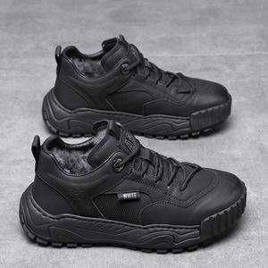 Bottes d'hiver pour hommes en cuir synthétique à bout rond, doublées de fourrure chaude, semelle extérieure en caoutchouc antidérapante, bottes de neige, livraison directe - Product Image 5