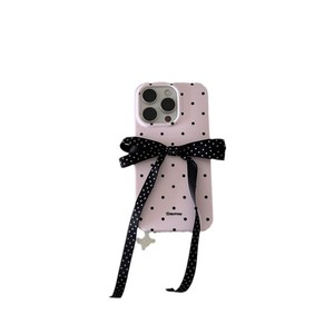 Funda de Teléfono Coreana con Lazo de Puntos Rosas, Funda Suave para iPhone 16 Pro Max, 15, 14, 13, para Chicas - Product Image 1
