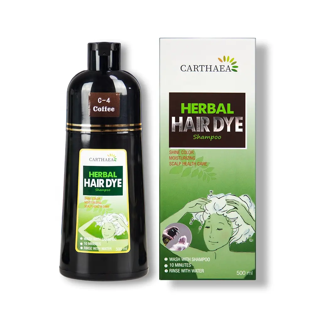 MEIDU Carthaea 500Ml Rambut Dye Shampoo Tanpa Bahan Kimia Ppd Amonia