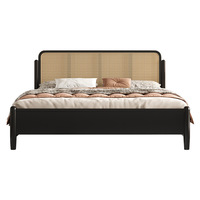 Lit double moderne minimaliste en bois massif, avec coffre de rangement, démontable, pour chambre principale, noir, design simple et avancé, grand lit