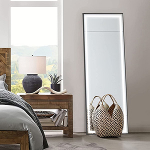Miroir sur pied en gros, pleine longueur, LED à éclairage frontal, cadre doré, commande tactile, support en A, mural, pour chambre à coucher, moderne - Product Image 6