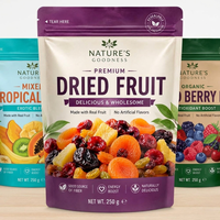 Sachet Doypack Personnalisé Imprimé 250g pour Fruits Séchés, Anti-humidité, avec Encoche de Déchirement, Scellable à Chaud, pour Produits Santé