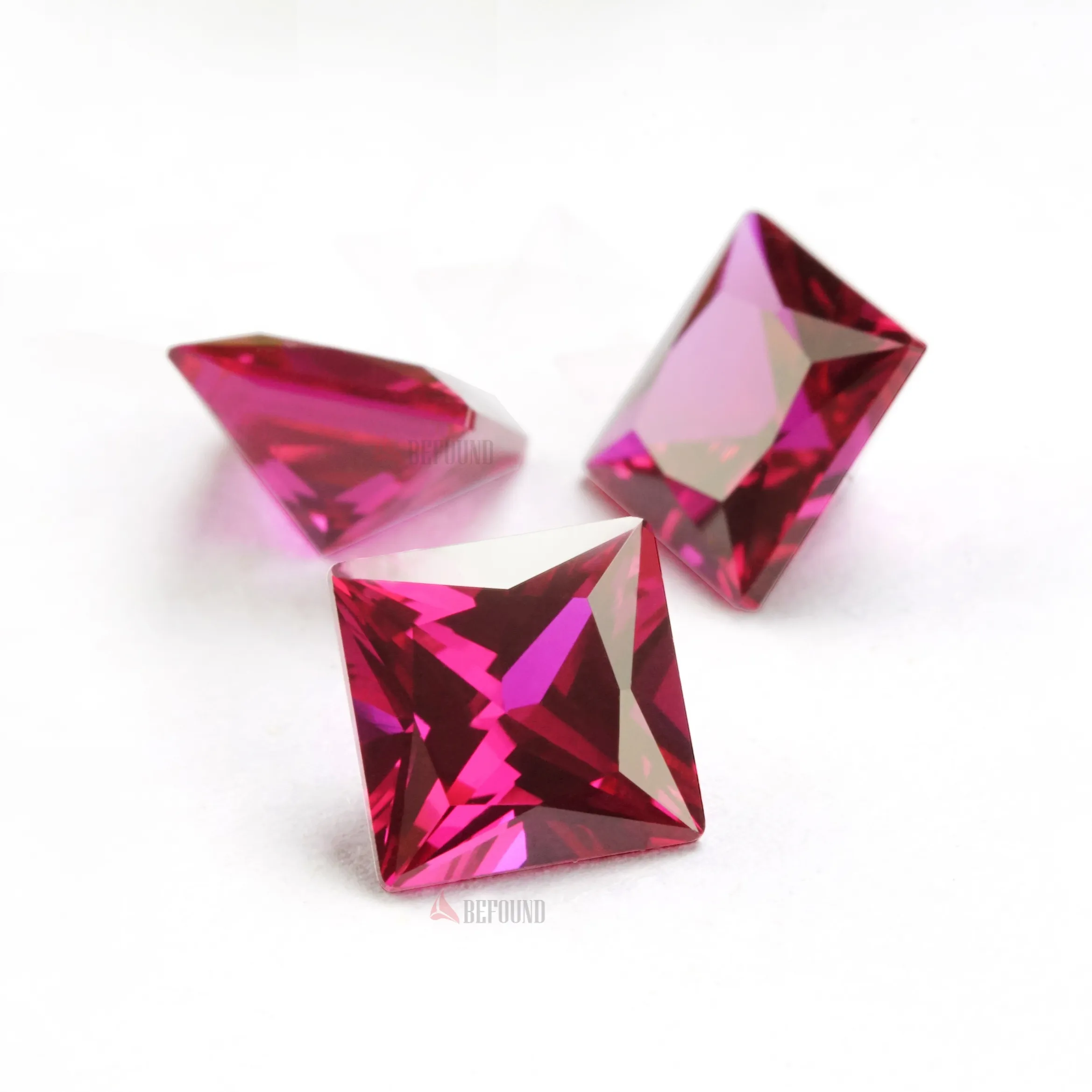 Harga pabrik Jewely Gemstone Square Princess cut 3*3mm 3 # Pink sintetis Korundum permata untuk liontin