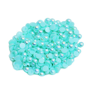 Perles d'imitation semi-rondes plates de 6-8 mm couleur bonbon AB pour nail art et DIY - Product Image 5