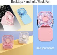 Mini USB charge suspendu cou ventilateur de refroidissement par air petit ventilateur de bureau extérieur Mini ventilateur portable pliable avec miroir