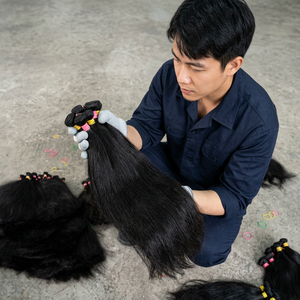 Perruques V-Part Pré-Collées Sans Colle Cheveux Humains Vierge Indiens Remy Lisses Yaki Relaxés Double Trame Faite à la Machine Permanente Toutes Couleurs 100g - Product Image 1