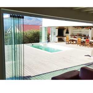 <span class=keywords><strong>Puerta</strong></span> de acristalamiento de <span class=keywords><strong>terraza</strong></span> apilable plegable deslizante sin marco de acordeón con vidrio templado de 10mm - Product Image 1