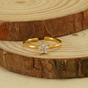 Ster Zirkoon <span class=keywords><strong>Ring</strong></span> Vinger Ringen voor Meisjes Roestvrij Staal Titanium Luxe Ster Vinger Ringen - Product Image 2