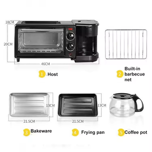 Machine à petit-déjeuner multifonctionnelle CNTRONIC, cuisinière Duoshi, mini four <span class=keywords><strong>grille</strong></span>-<span class=keywords><strong>pain</strong></span> 900W, cafetière, nettoyage facile, numérique - Product Image 5