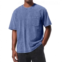 T-shirt en coton à fibres longues 230 g/m² épais avec poche, pour homme, style vintage délavé, coupe oversize à épaules tombantes, logo personnalisé, OEM, vente en gros