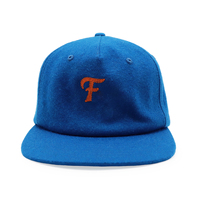 Gorra de Ala Plana sin Estructura de 5 Paneles con Correa de Cuero Ajustable en la Parte Trasera, Gorra Bordada Personalizada de Mezcla de Lana, Gorra Snapback Estilo Papá