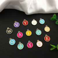 26 pièces Alphabet lettre émail breloques Double face initiale pendentif A-Z Alphabet breloque pour collier Bracelet fabrication de bijoux