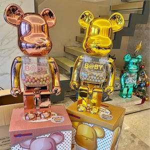 Listo para Enviar, Bloque Decorativo de Oso Violento de 28 cm, Negro y Dorado, para Figura de Acción Bearbrick 400, Material ABS Duradero - Product Image 6