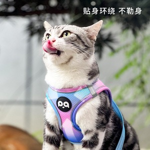 สายรัดอกสุนัขและแมว Pq สีฟ้าชมพูไล่เฉดสะท้อนแสง เสื้อกั๊กสำหรับสัตว์เลี้ยงขนาดเล็กสำหรับใช้ในร่มและกลางแจ้ง - Product Image 2
