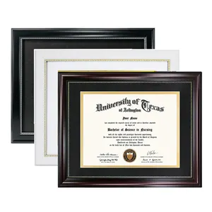 Toptan kişiselleştirilmiş beyaz siyah 8.5x11 mezuniyet derecesi belgesi çerçeve A4 Diploma belge çerçeveleri
