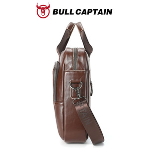 BULLCAPTIAN Custom Business Men's Leather Briefcase 14 Inch Leather Laptop Bag Genuine Leather Briefcase Office Bag for Men - Product Image 5