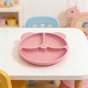 Vaisselle pour tout-petits personnalisée avec étiquette privée, sans BPA, écologique, en silicone de qualité alimentaire, assiette pour bébé en silicone, ventouse panda, réutilisable - Product Image 5