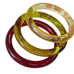 Meilleurs Bracelets Joncs Vintage en Résine Pastel Faits Main, Joncs Perlés Floraux, Bijoux de Mode à Rayures Scintillantes pour Femme, Cadeau de Fête - Product Image 2