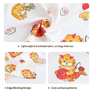 Manta Envolvente de Bambú y Algodón de Doble Capa Tejida con Diseño de Dibujos Animados para Bebé, Protección Antiácaros, Estilo Europeo Americano, Usable - Product Image 3
