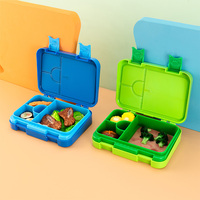 Boîte à lunch bento en plastique Oumego à 4 compartiments, sans BPA, écologique, étanche, pour l'école, les enfants et les adultes