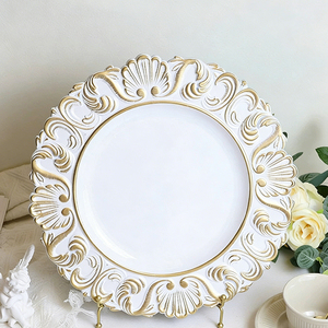 Vassoio Vintage Fatto a Mano 13\" in PP Stile Nordico Durevole con Bordo Barocco Intagliato per Casa, Hotel, Ristorante, Matrimoni e Feste - Product Image 6