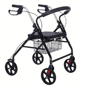 Thẳng đứng rollator người lớn gấp Walker đi bộ khung tiêu chuẩn người lớn Trọng lượng nhẹ hợp kim nhôm 4 bánh xe rollator Walker - Product Image 3
