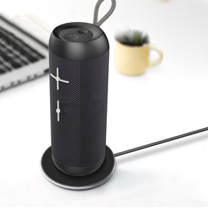 Wireless Bluetooth Speaker Cylindrical Portable Fabric Waterproof With Wireless Charger For Mobile Phone - Product Image 1
