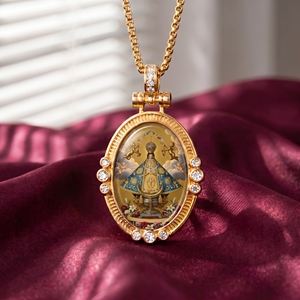 Collar con Colgante de la Virgen de San <span class=keywords><strong>Juan</strong></span>, Chapado en Oro sobre Cobre, Venta al Por Mayor - Product Image 1