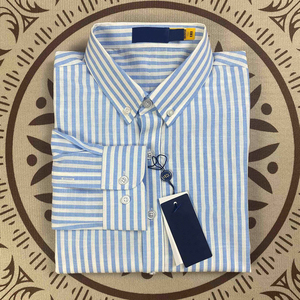 <span class=keywords><strong>Camicia</strong></span> MUTIAN a Maniche Lunghe da <span class=keywords><strong>Uomo</strong></span> e <span class=keywords><strong>Donna</strong></span> a Righe in Puro Cotone Leggero <span class=keywords><strong>per</strong></span> Primavera Estate con Logo Cavallino Ricamato RL #RL-060 - Product Image 1