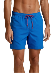 Shorts de bain pour hommes en polyester uni, séchage rapide, avec cordon de serrage, taille mi-haute, 220g, coupe ample, longueur genou, pour la plage et le surf, été - En stock - Product Image 1