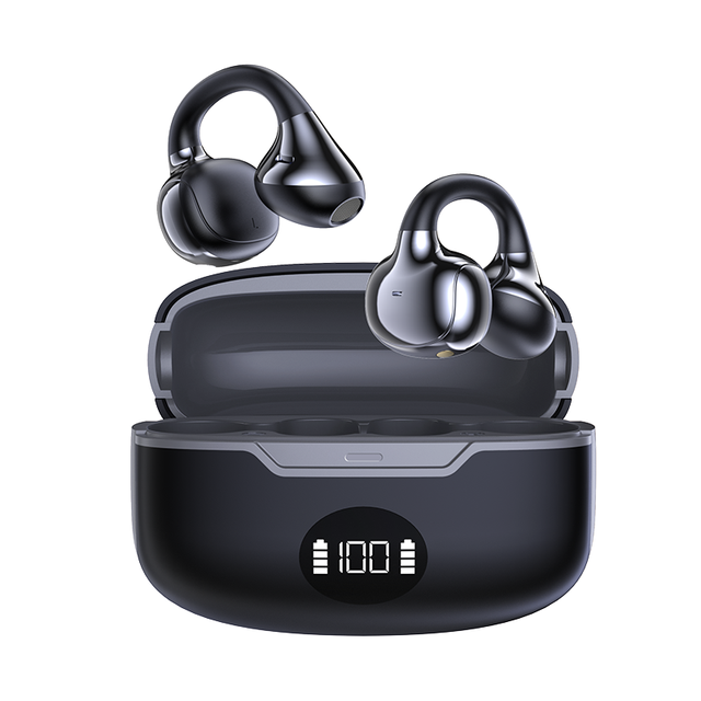 Factory Wholesale Ear Clip Wireless Earphones BT 6.0 AI Interpreter Digital Display IPX5 Waterproof No Sound Leakage HiFi