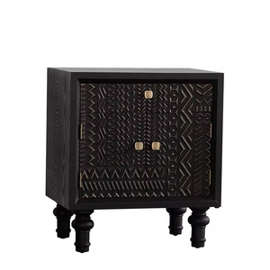 Table de chevet en bois massif de luxe moderne belge, tiroirs, sculpture rétro noire, armoire de rangement, petite chambre à coucher, <span class=keywords><strong>meubles</strong></span> de maison - Product Image 4
