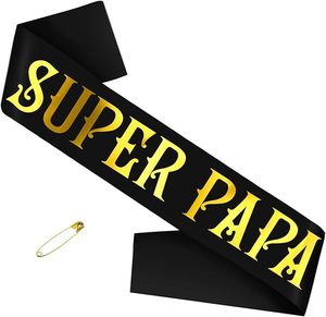 SUPER PAPA - Banda con Lámina Dorada y Frase Divertida 'Bless Dad' en Negro, para Decoración de Fiestas del Dí<span class=keywords><strong>a</strong></span> del <span class=keywords><strong>Padre</strong></span>, Regalo de Cumpleaños para Papá - Product Image 1