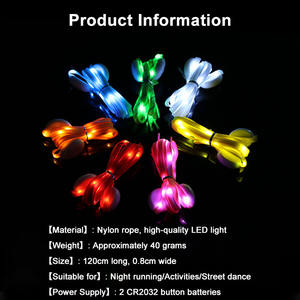 Lacets lumineux en nylon à LED, 1 paire, prix d'usine, en stock, 3 modes, 7 couleurs clignotantes pour les fêtes - Product Image 2